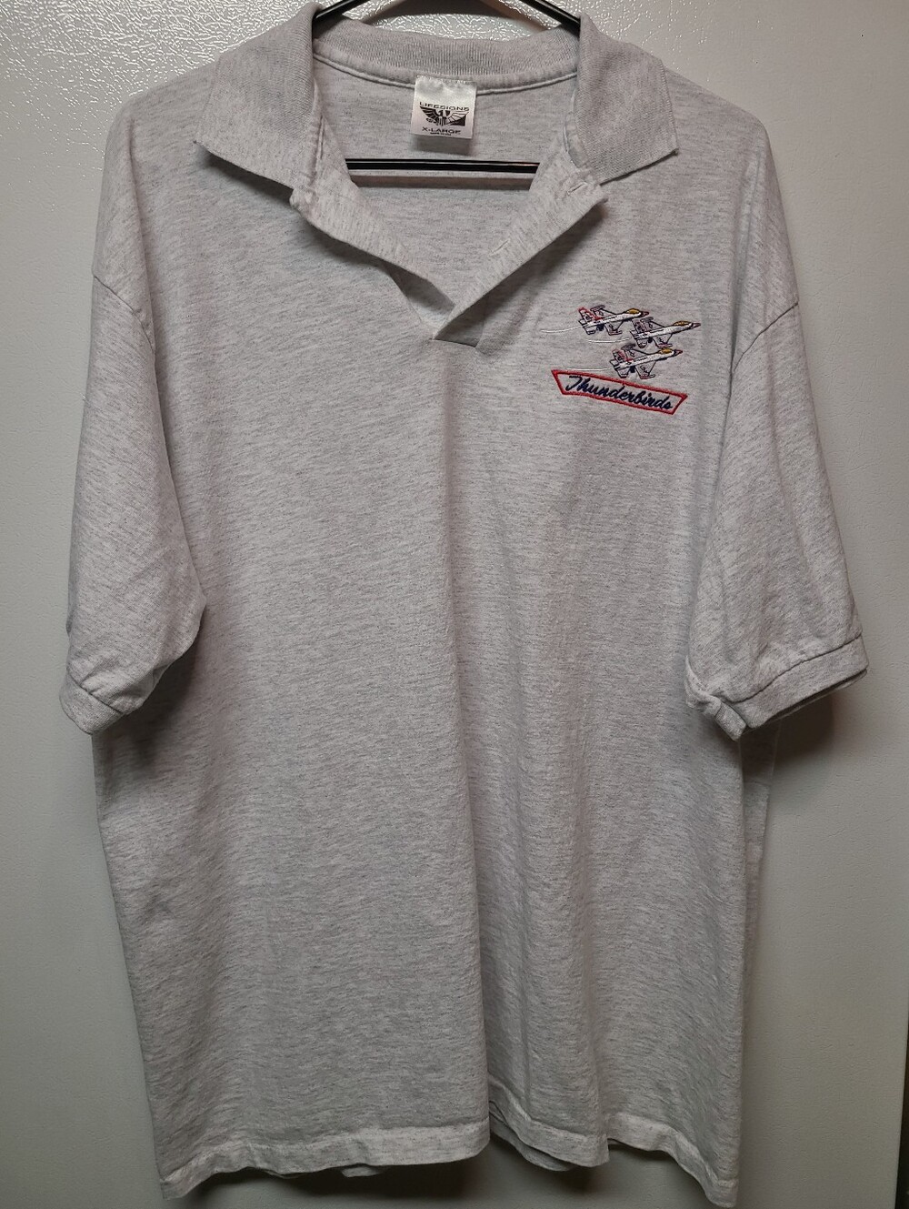 Thunderbirds Embroidered Gray Polo Shirt